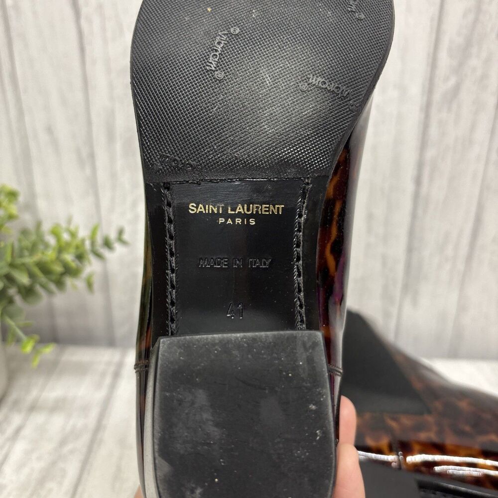 Womens Size 41 US 11 Saint Laurent West 45 Patent Leather Tortoise Shell EUC - Picture 8 of 8